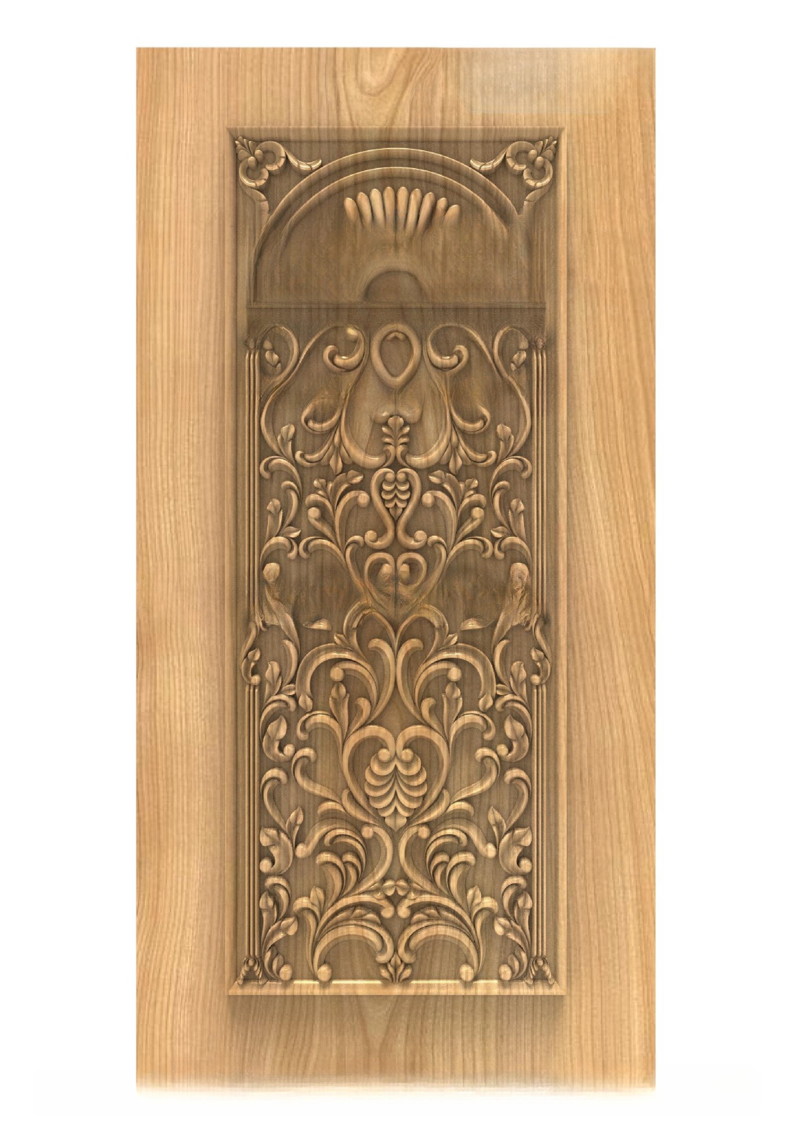 GSK DELITE DOORS - DL-40 Elegant Floral Scrollwork Carved Wood Door 3D Model